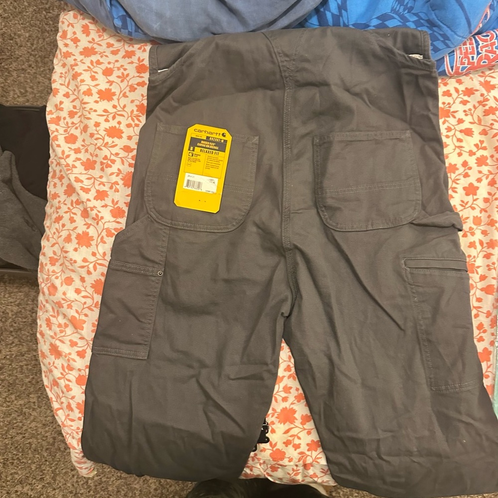 Men’s Carhartt Rugged Flex Canvas Bib Overalls in Granite - Picture 7 of 8